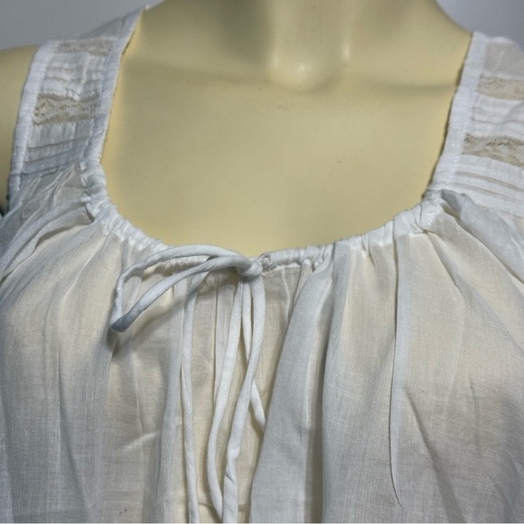 Free People Coretta Tunic Cream White Sheer Lace Trimmed Top Small NWT - Picture 3 of 16